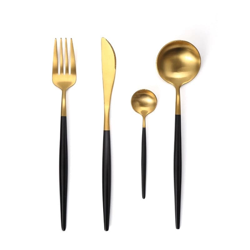Set de Couverts Inox Doré et Manche Noir – Maryse Cuisine 1