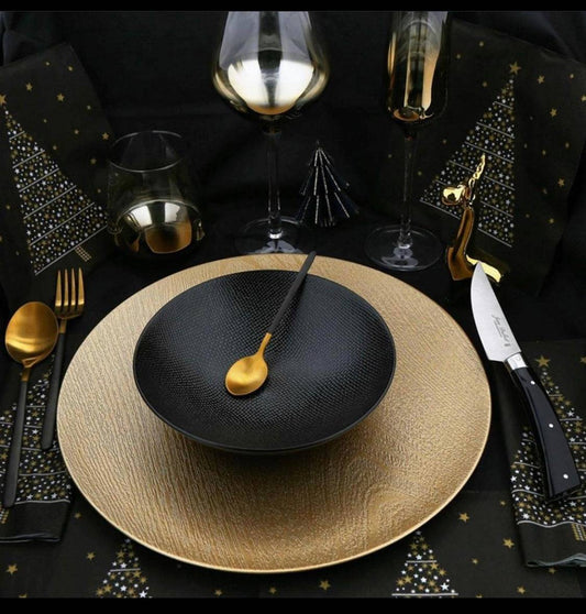 Set de Couverts Inox Doré et Manche Noir – Maryse Cuisine