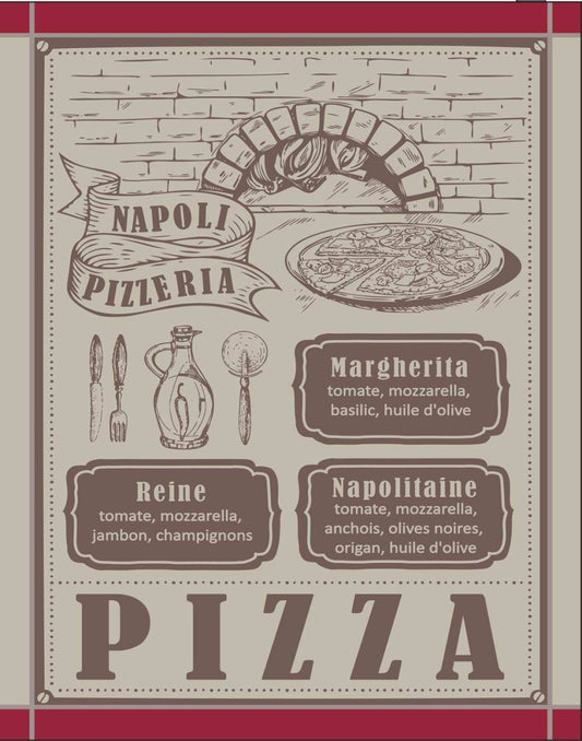 Torchon Pizza Taupe 50x70 –  Maryse Cuisine